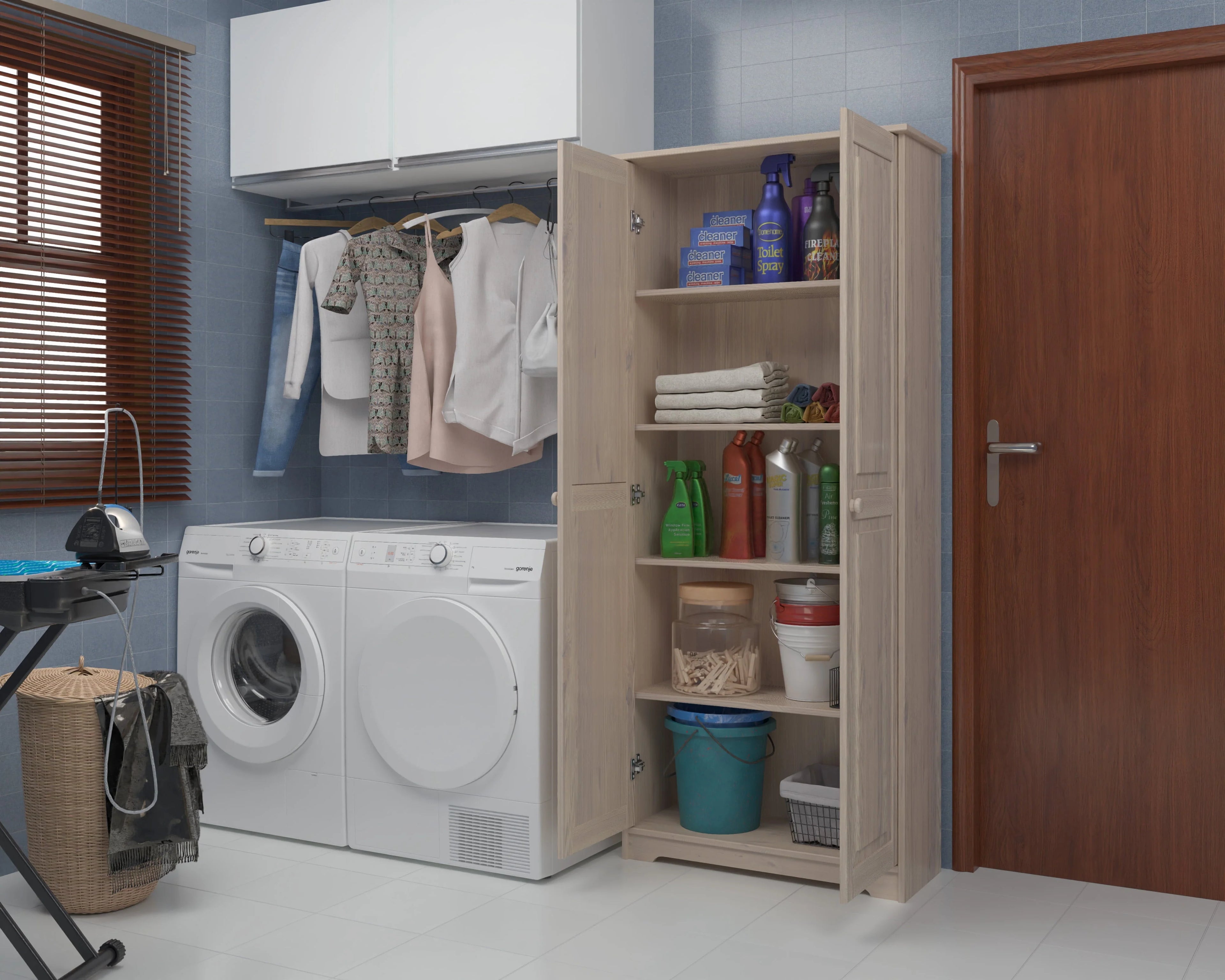 Solid Wood Pantry Storage Cabinet, Freestanding Kitchen Cupboard, Closet with Shelves