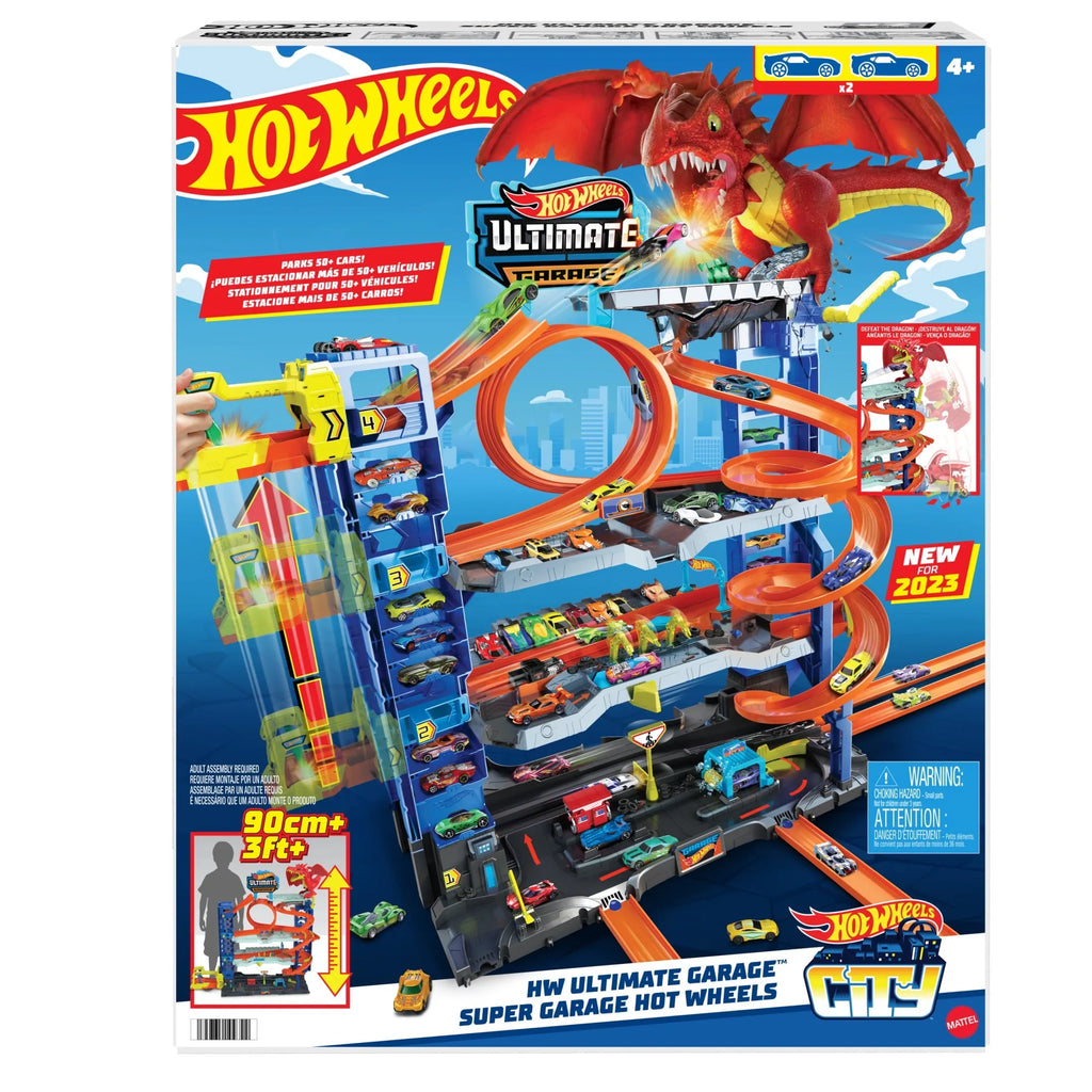 Hot Wheels City Ultimate Garage Playset with 2 Die-Cast Cars, Storage for 50 Cars Child Age 4-8