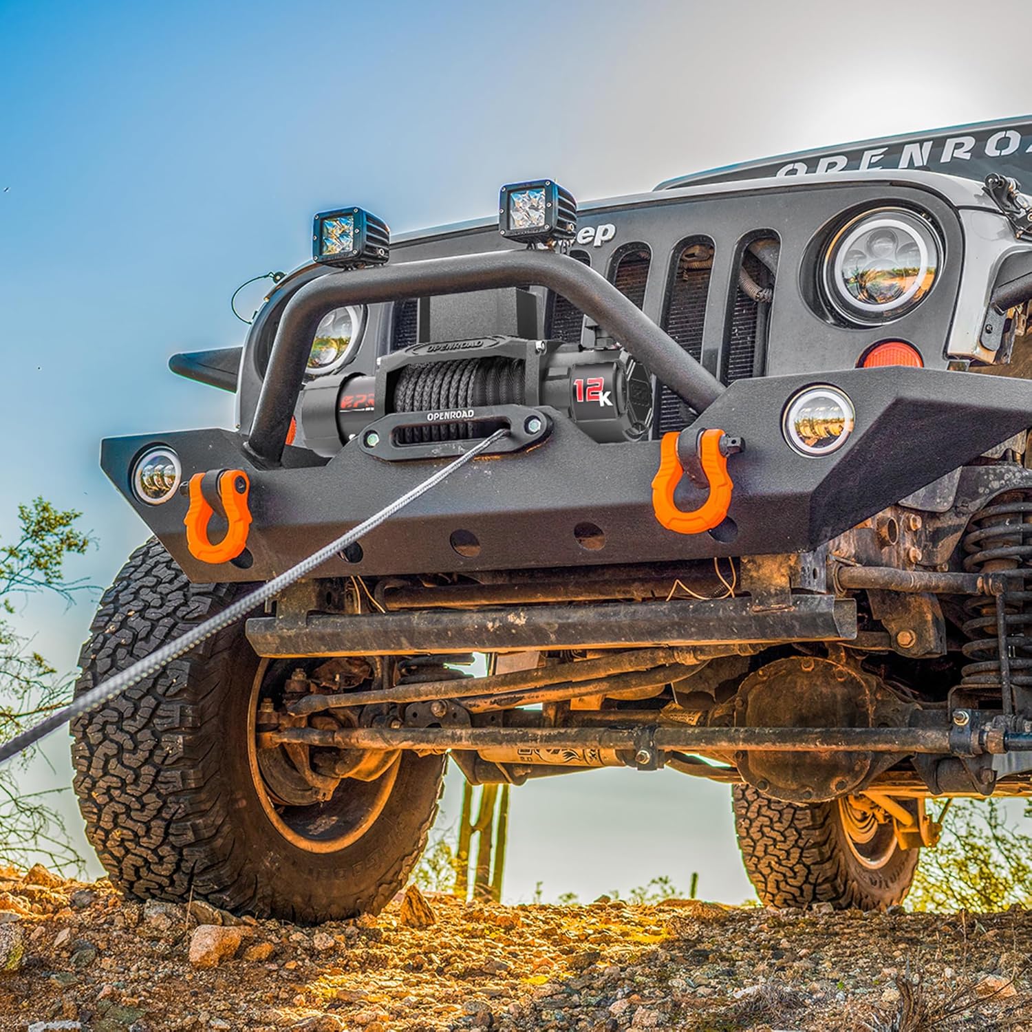 OPENROAD 12000lb Winch with Synthetic Rope & Wireless Remotes