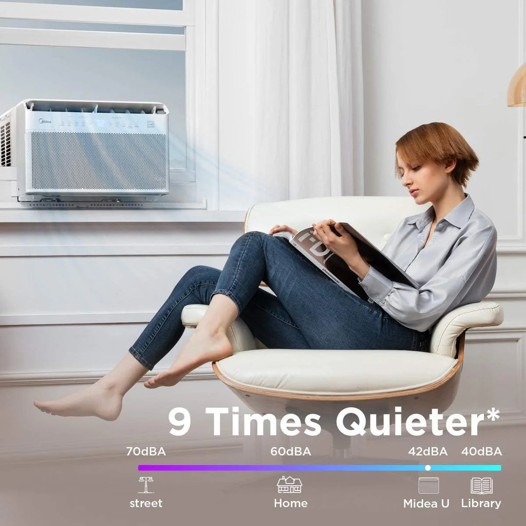 U-Shaped Inverter Window Air Conditioner 12,000BTU with Open Window Flexibility, Robust Installation,Extreme Quiet, 35% Energy Saving, Smart Control, Alexa, Remote, Bracket Included (Renewed)
