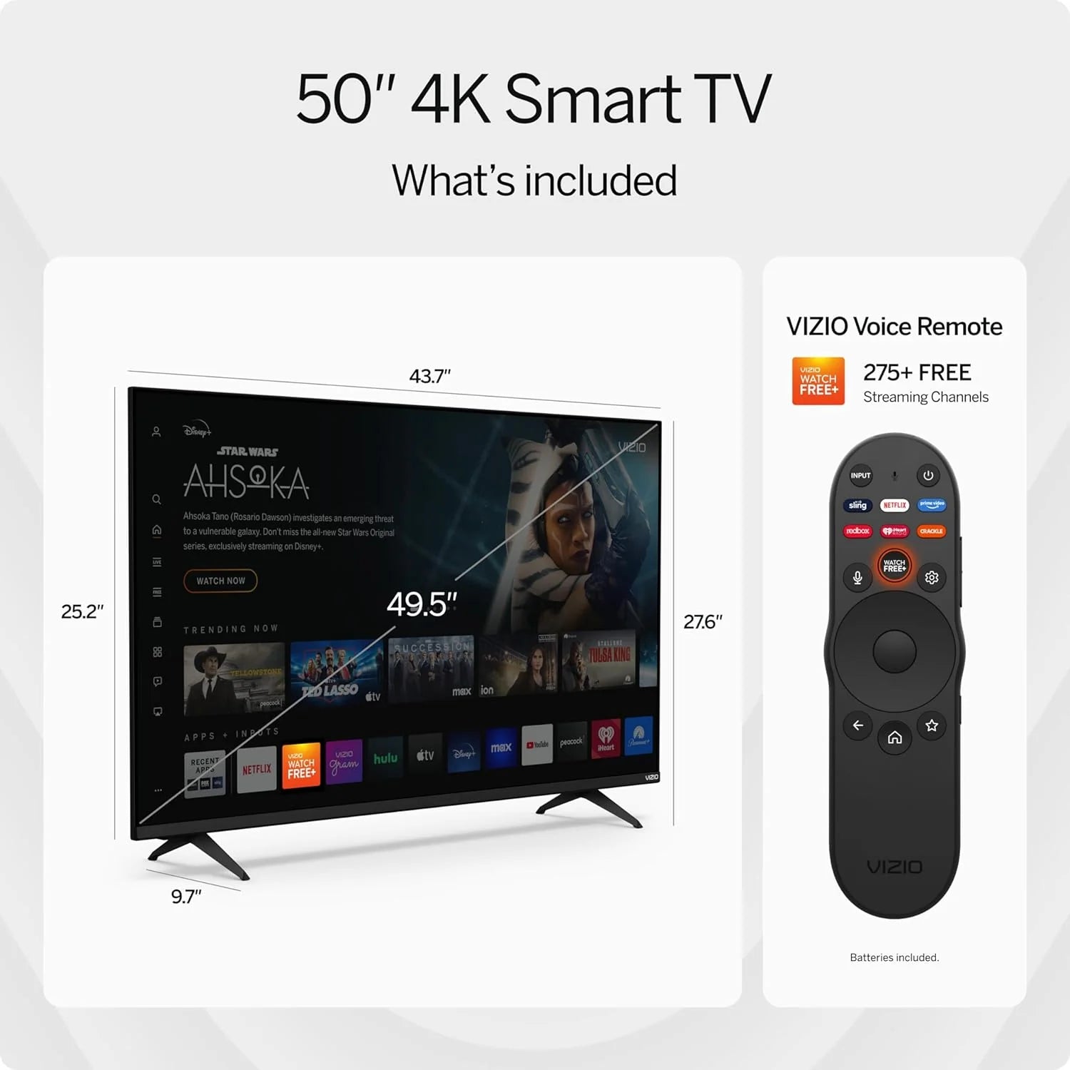 VIZIO 50a?2a?2 4K Resolution HDR Smart TV, Dolby Vision HDR/HDR10, WiFi 6 a?? (Renewed)
