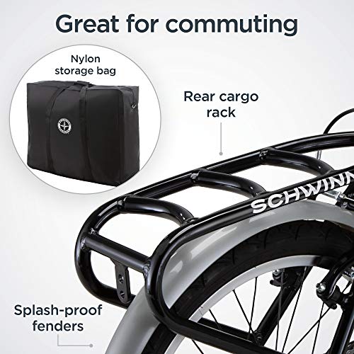 Schwinn Loop Adult Folding Bike for Men and Women, 20-inch Wheels, 7-Speed Drivetrain