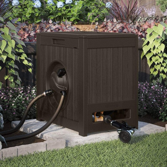 Suncast 125a?2 Aquawinder Auto Rewind Water Powered Yard Hose Reel, Java (2 Pack)