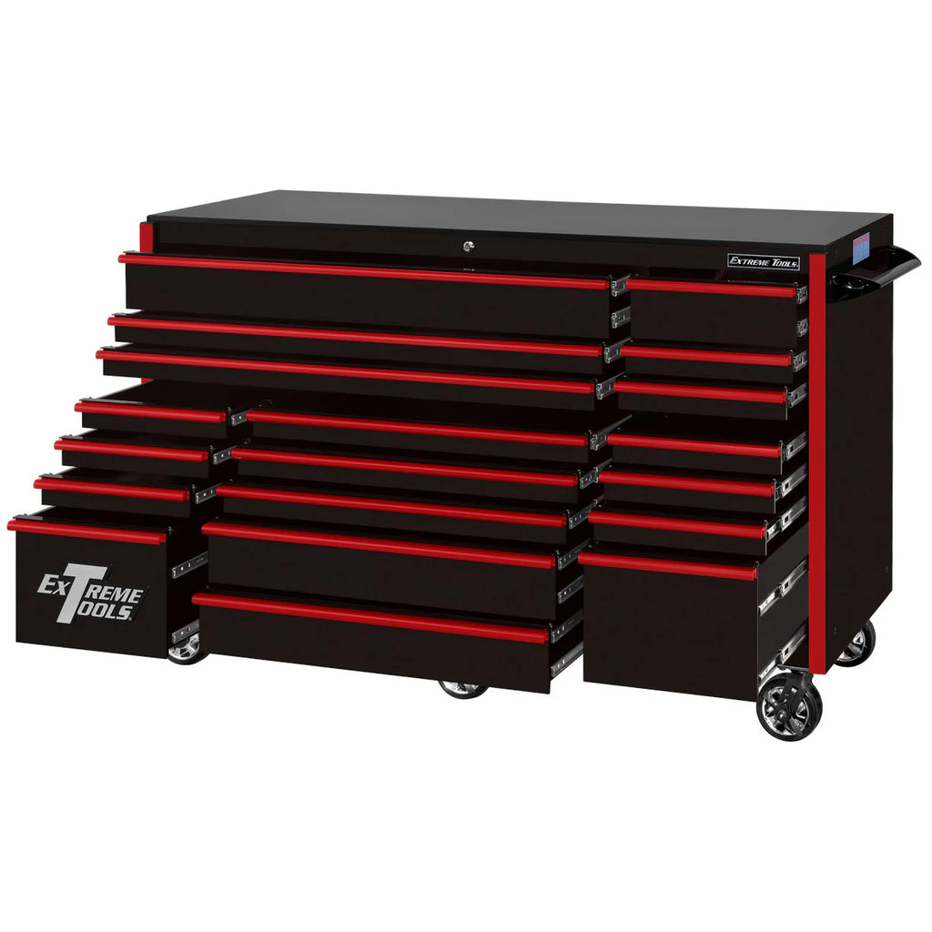 Extreme Tools RX250 Series 72-in x 30-in Roller Cabinet a?? 19-Drawer a?? 250 lb Drawer Slides