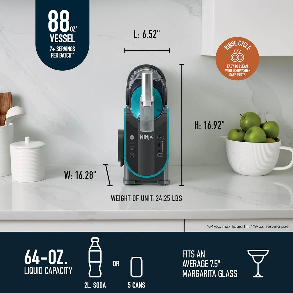 SLUSHi with RapidChill Technology, 88 oz. Frozen Drink & Slushie Machine, 5 Preset Programs, Margaritas, Frappés, and More, Premium Accents, Black, FS301