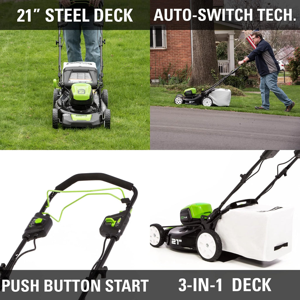 80V Cordless 21a?2a?2 Self-Propelled Brushless Lawn Mower | Greenworks