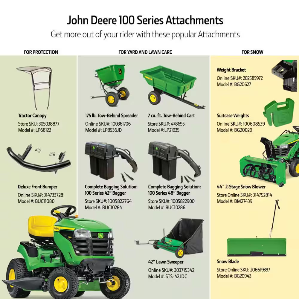 John Deere S100 42 in Riding Lawn Mower a?? 17.5 HP Gas Hydrostatic Drive