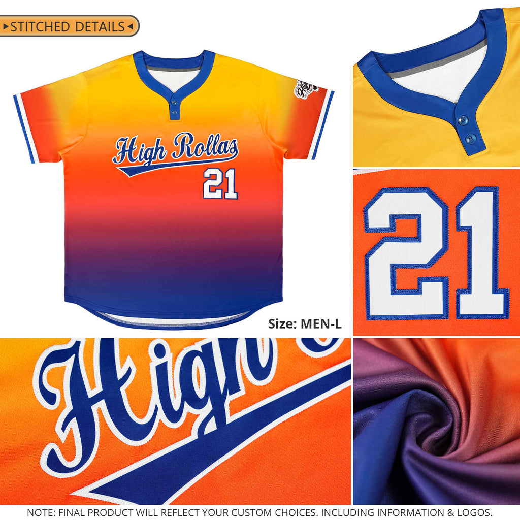 Custom Gray Royal Royal-White Gradient Fashion Authentic Two-Button Softball Jersey