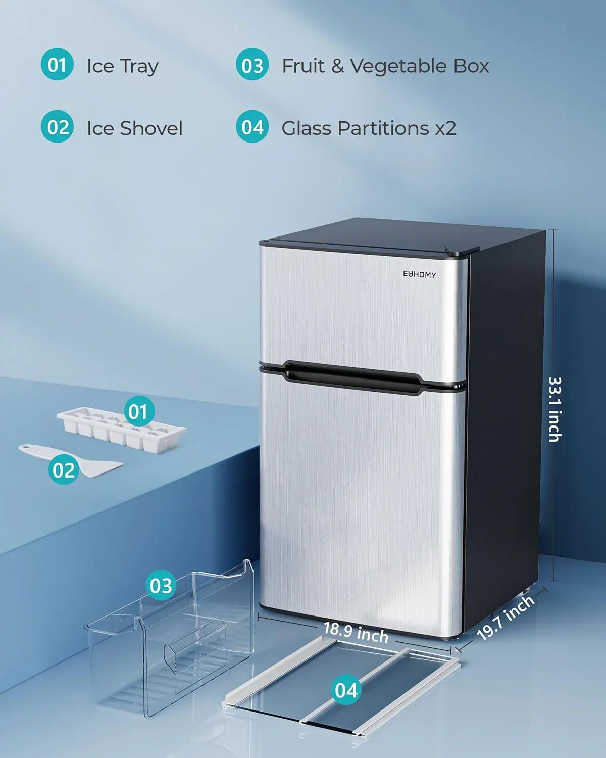 3.2 Cu.Ft Mini Fridge with Freezer ?????? 2-Door Compact Refrigerator for Bedroom, Dorm, Office or Apartment, Silver3.2 Cu.Ft Mini Fridge with Freezer ?????? 2-Door Compact Refrigerator for Bedroom, Dorm, Office or Apartment, Silver