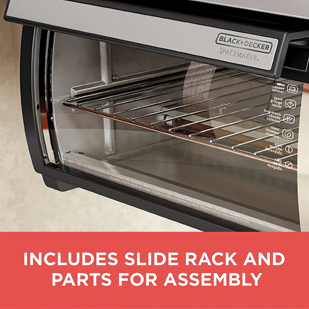 BLACK DECKER SpaceMaker Under Counter Toaster Oven, Digital Controls, Black/Stainless Steel, Fits 9????μ??????? Pizza or 4 Slices