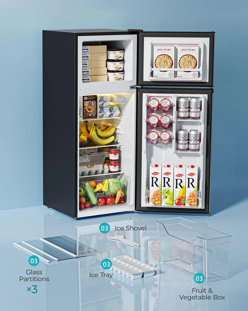 3.2 Cu.Ft Mini Fridge with Freezer ?????? 2-Door Compact Refrigerator for Bedroom, Dorm, Office or Apartment, Silver3.2 Cu.Ft Mini Fridge with Freezer ?????? 2-Door Compact Refrigerator for Bedroom, Dorm, Office or Apartment, Silver